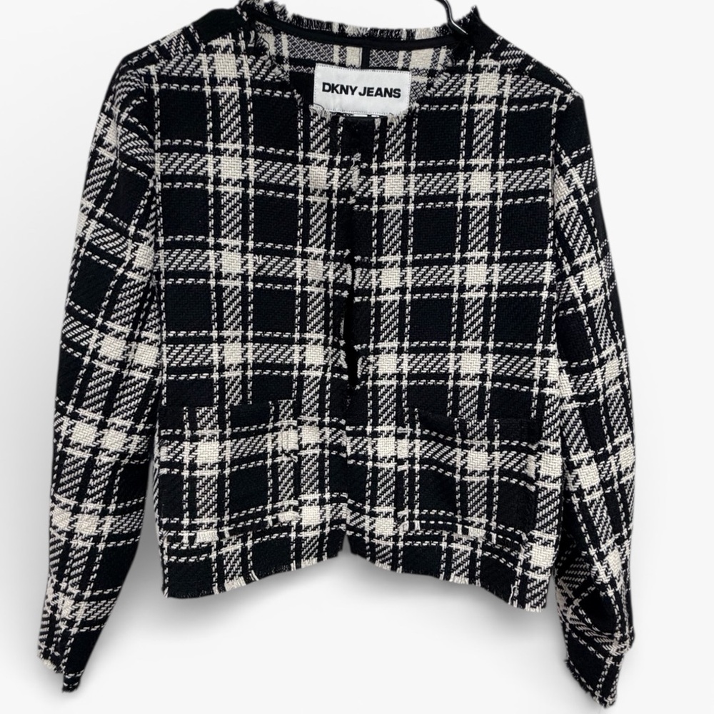 DKNY Black and White Checkered Knit